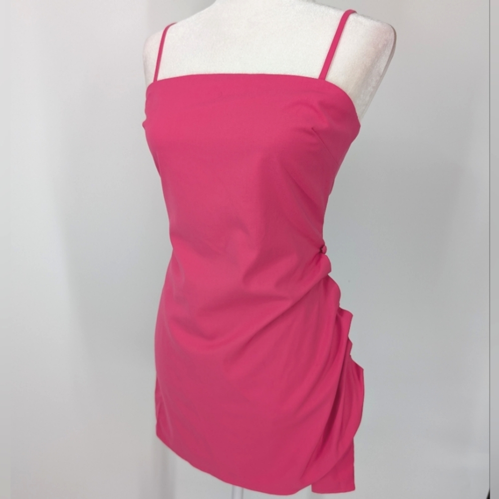 Revolve Lovers + Friends Hot Pink Straight Neck Ellis Mini Dress Small NWT - Picture 5 of 11